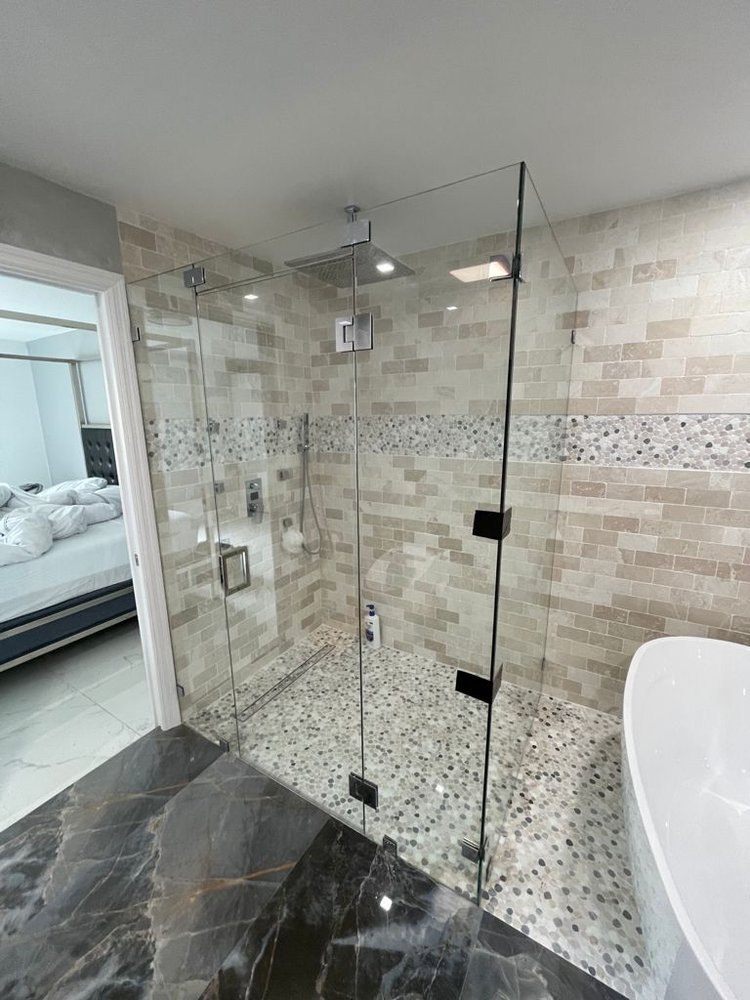 Walk-in Frameless Shower — shower glass installation