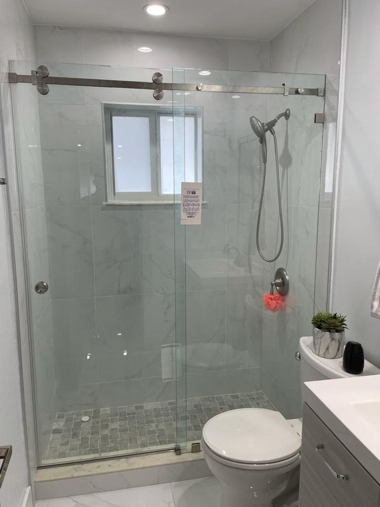 Sliding Glass Shower Door — shower glass installation
